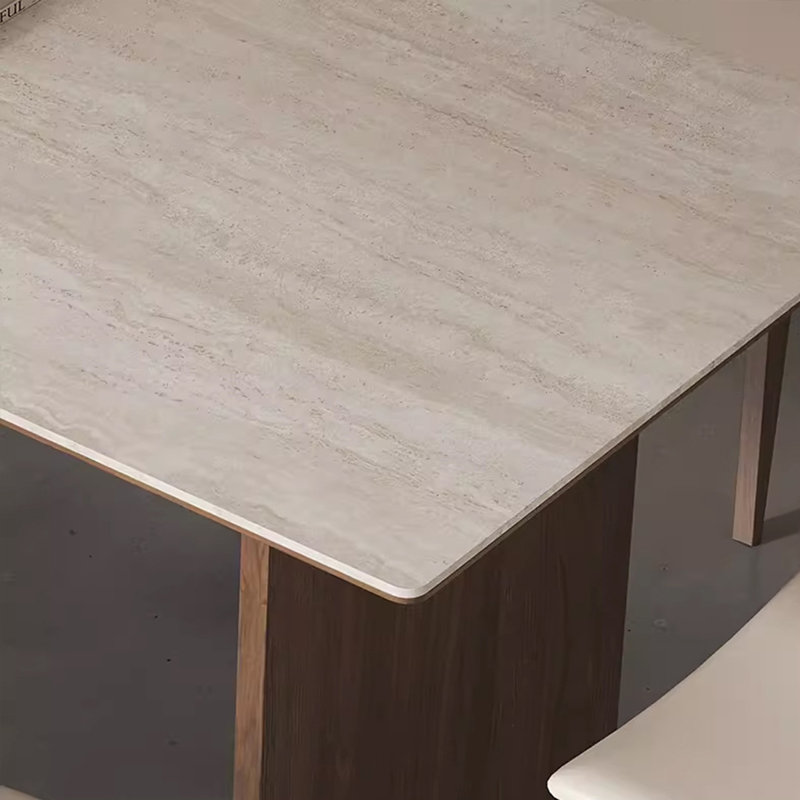 Simple Rectangular Rock Slab Dining Table Sets, 29.5" H x 63" L x 31.5" W