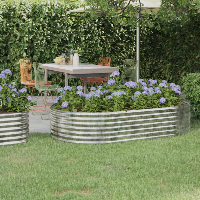 Garden Raised Bed Powder-coated Steel, 36cm H x 175cm W x 100cm D, silver