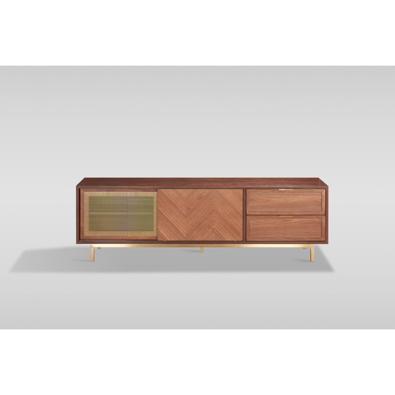 Milana 71" Walnut & Gold Media Console / Tv Stand