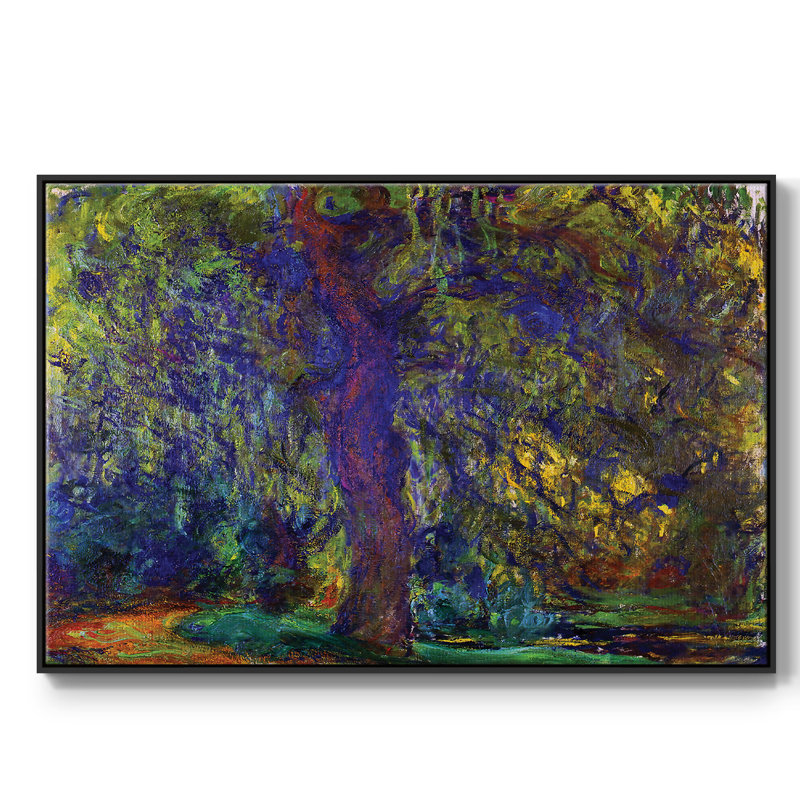 «Weeping Willow 1», reproduction d'art sur toile encadrée 1, H 25 po x l 37 po x P 2 po, Noir