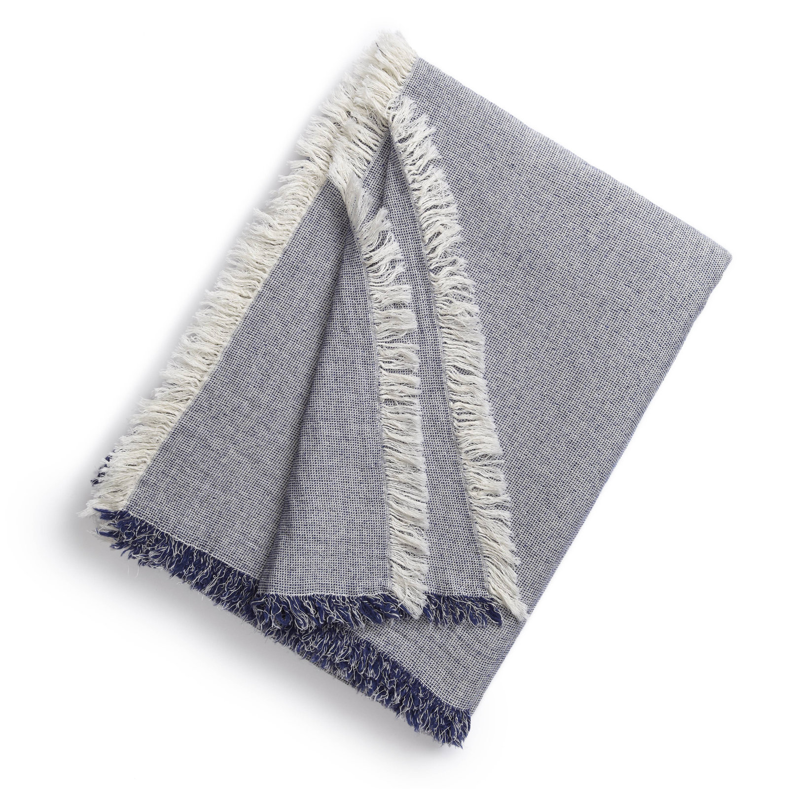 Hedwig Cotton Blend Hand Woven Throw Blanket, Indigo
