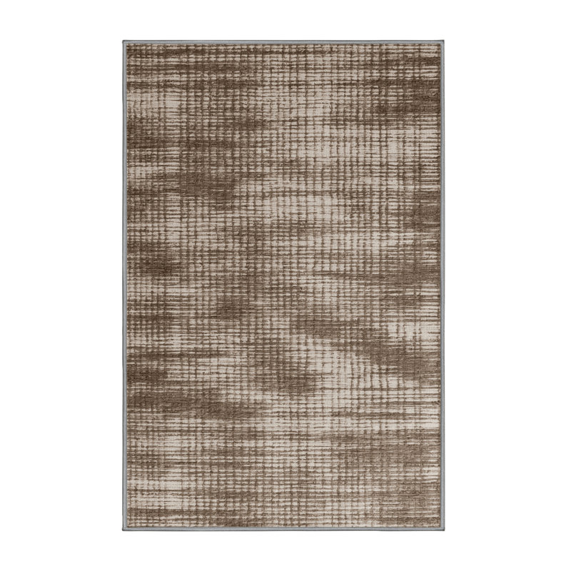 Tapis abstrait gris lavable à la machine, Rectangle 5 pi x 7 pi