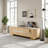 Media Console With LED, Power Outlet & 6 Drawers – Marble Look, UV High-Gloss-120677487