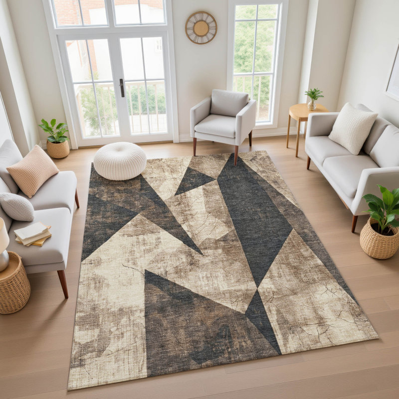 Premium Machine Washable Ashington AMF1838 Modern Rug, Rectangle 5' x 7'6"