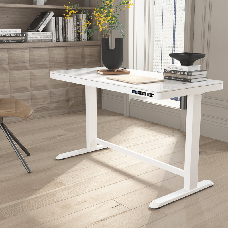 Bureau debout à hauteur ajustable Cashwell, Blanc