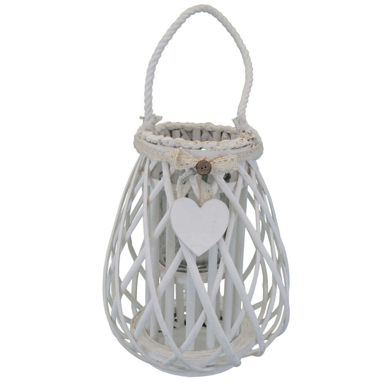 Glass Tabletop Lantern, White, 46" H x 33" W x 33" D