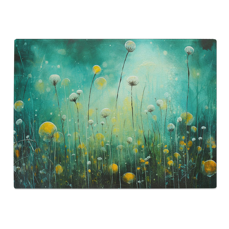 Dandelion Bubbles  Glass Chopping Board