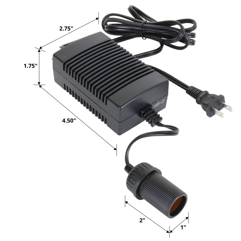  Adaptateur d'alimentation Koolatron 110 V CA à 12 V CC avec disjoncteur, convertisseur de courant CC 5 V 5 A pour appareils portatifs, compresseur, réfrigérateur de voiture, etc.