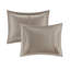 Édredon pour grand lit Charmeuse - taupe 7 pièces, coussin décoratif avec taille facile d'entretien, coussins brodés inclus