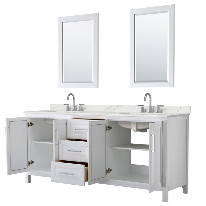 Daria 80'' W Vanity, Polished Chrome, White, Giotto Quartz