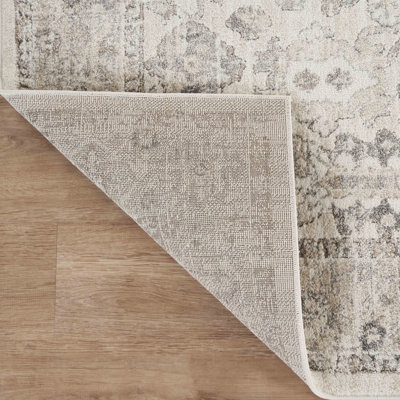 Abani Severus Vintage-Inspired Cream and Grey Distressed Medallion Design