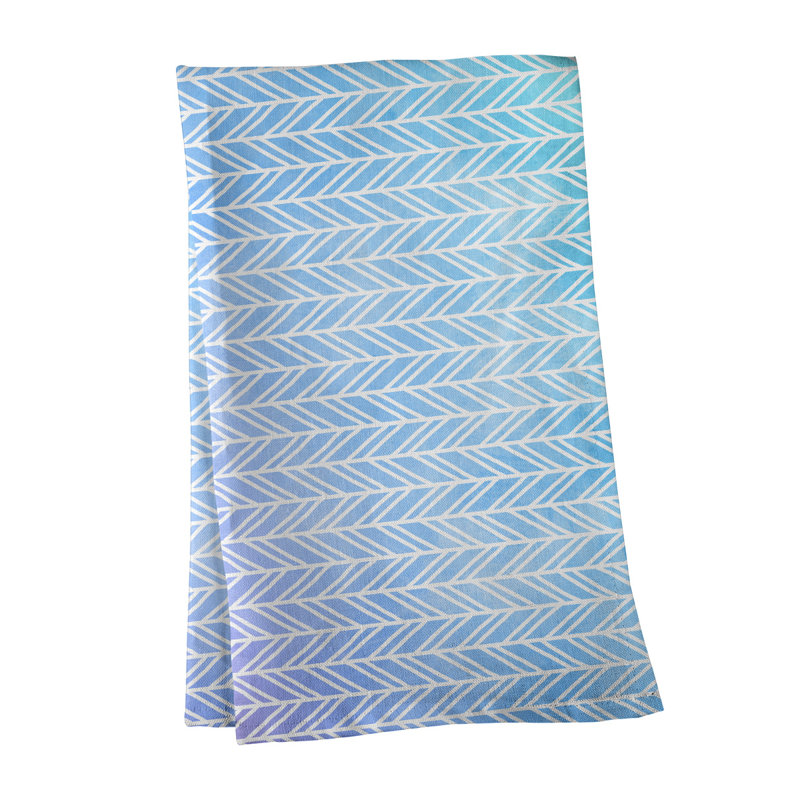 Serviette à thé à motif chevrons, Sergé de coton, Bleu / Rose