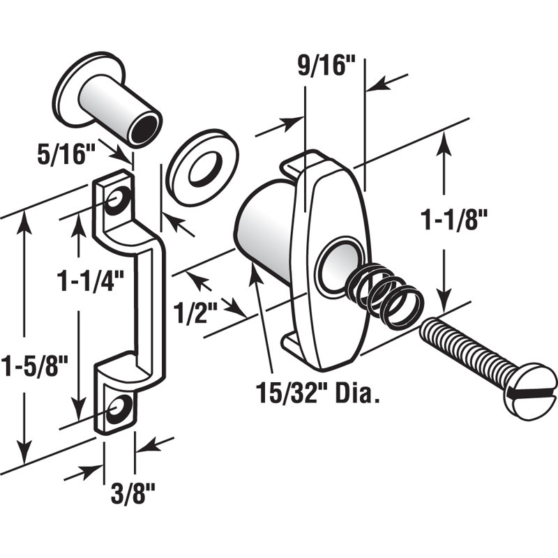 Ensemble de loquet pour gland à porte coulissante, montage en surface, moulé sous pression (paquet simple)