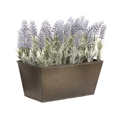 Lavender in Rustic Tin Planter (Window Box)