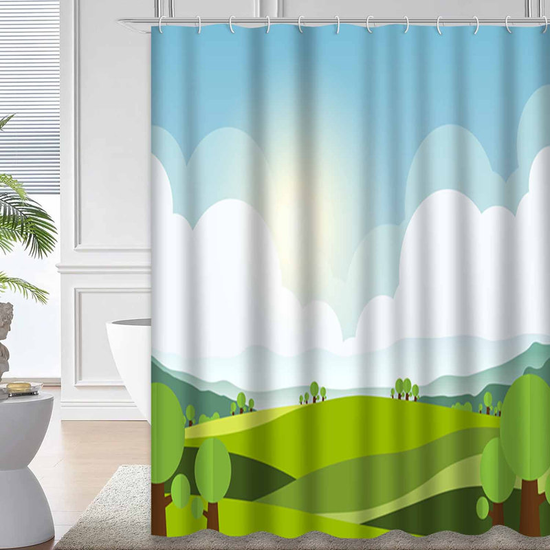 Rideau de douche avec 12 crochets Nature Landscape, L 72 po x l 84 po