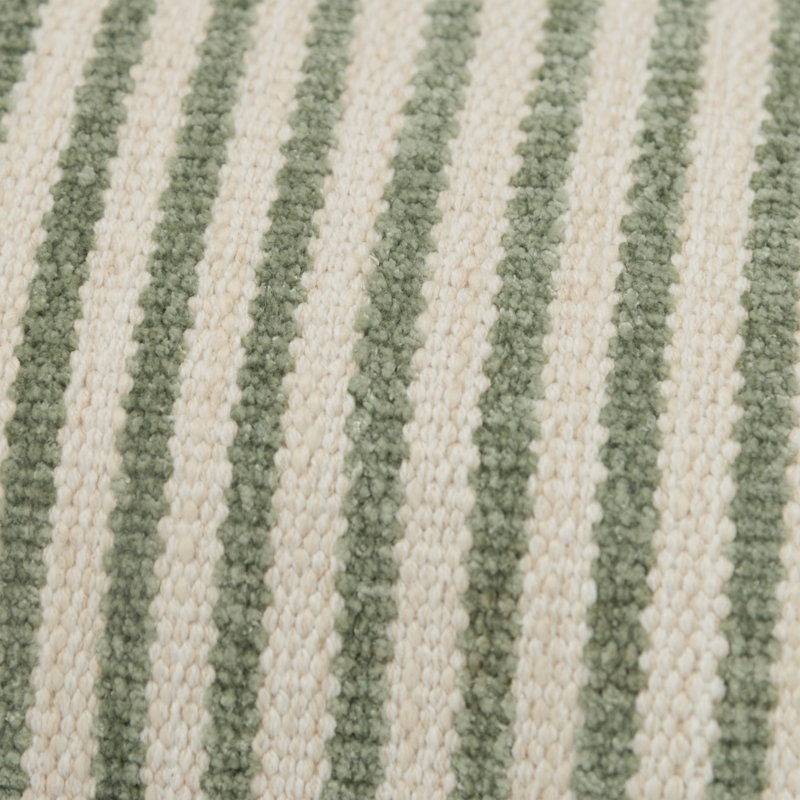 Natural Green Striped Cotton Lumbar Pillow Set