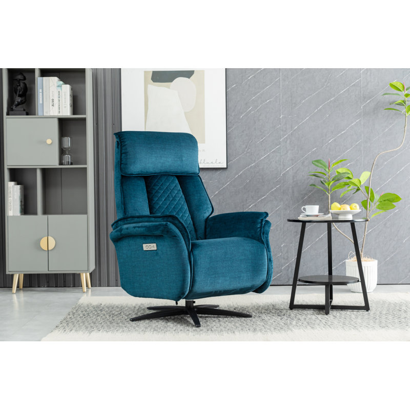 Alshawn Swivel Recliner, Ocean Blue