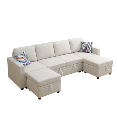 Sackcloth 5-Pieces Living Room Sofa Bed