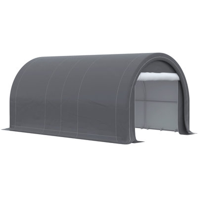 Outsunny 10' X 16' Carport, Heavy Duty Portable Garage Storage Tent With Large Zippered Door, Anti-Uv Pe Canopy Cover For Car, Truck, Boat, Motorcycle, Bike, Garden Tools, Outdoor Work