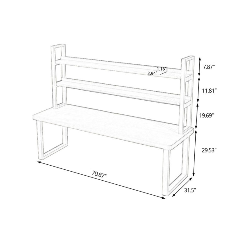 Bureaux rectangulaires en bois massif Burlywood, H 29,53 po x l 70,87 po x P 31,5 po
