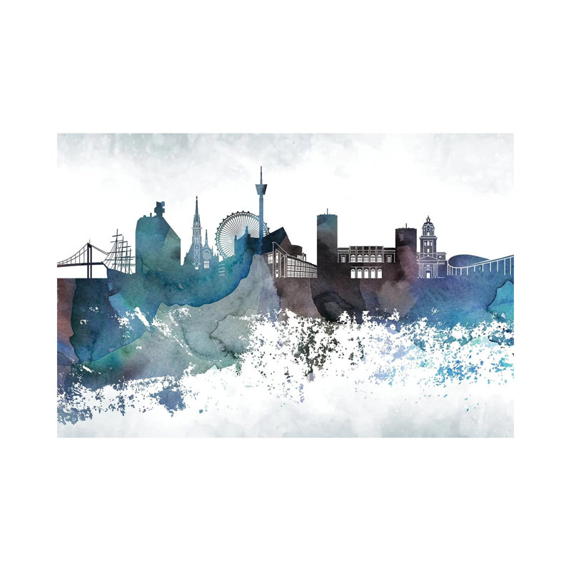 Gothenburg Bluish Skyline 1 Piece Wrapped Canvas Wall Art, 45.72cm H x 66.04cm W x 1.91cm D