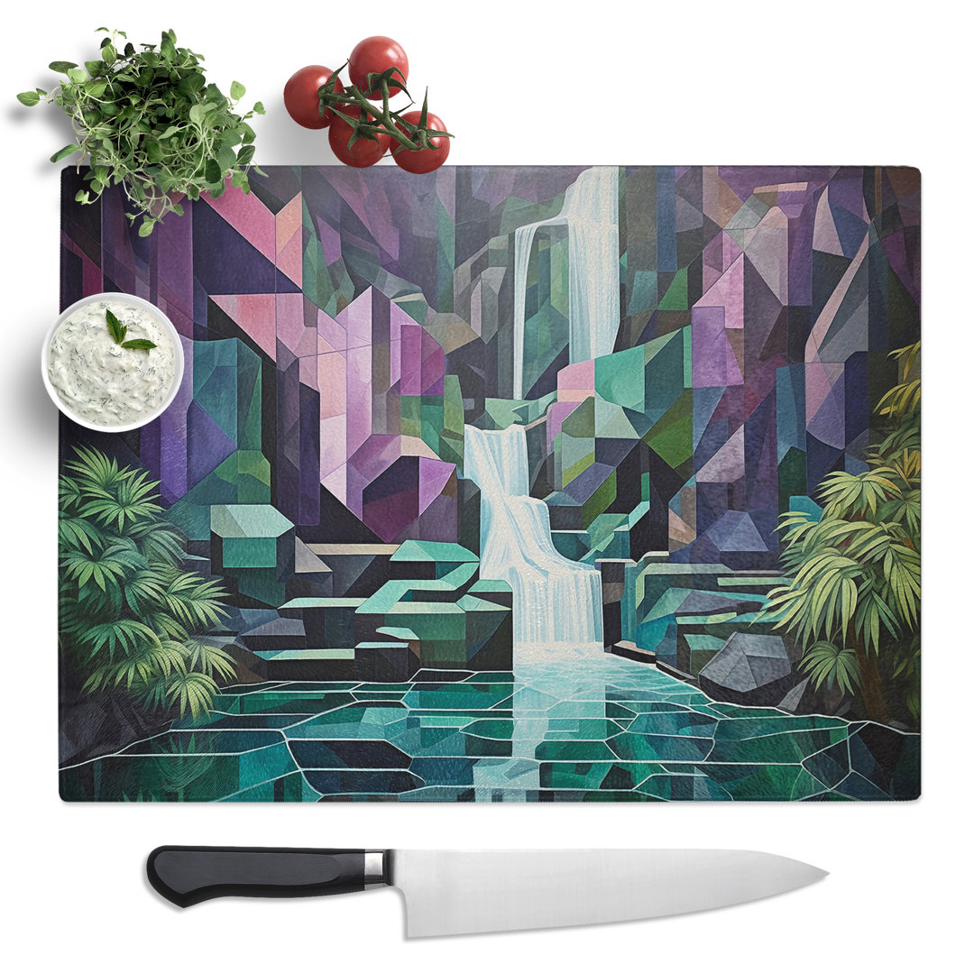 Waterfall Geometric No.2  Glass Chopping Board