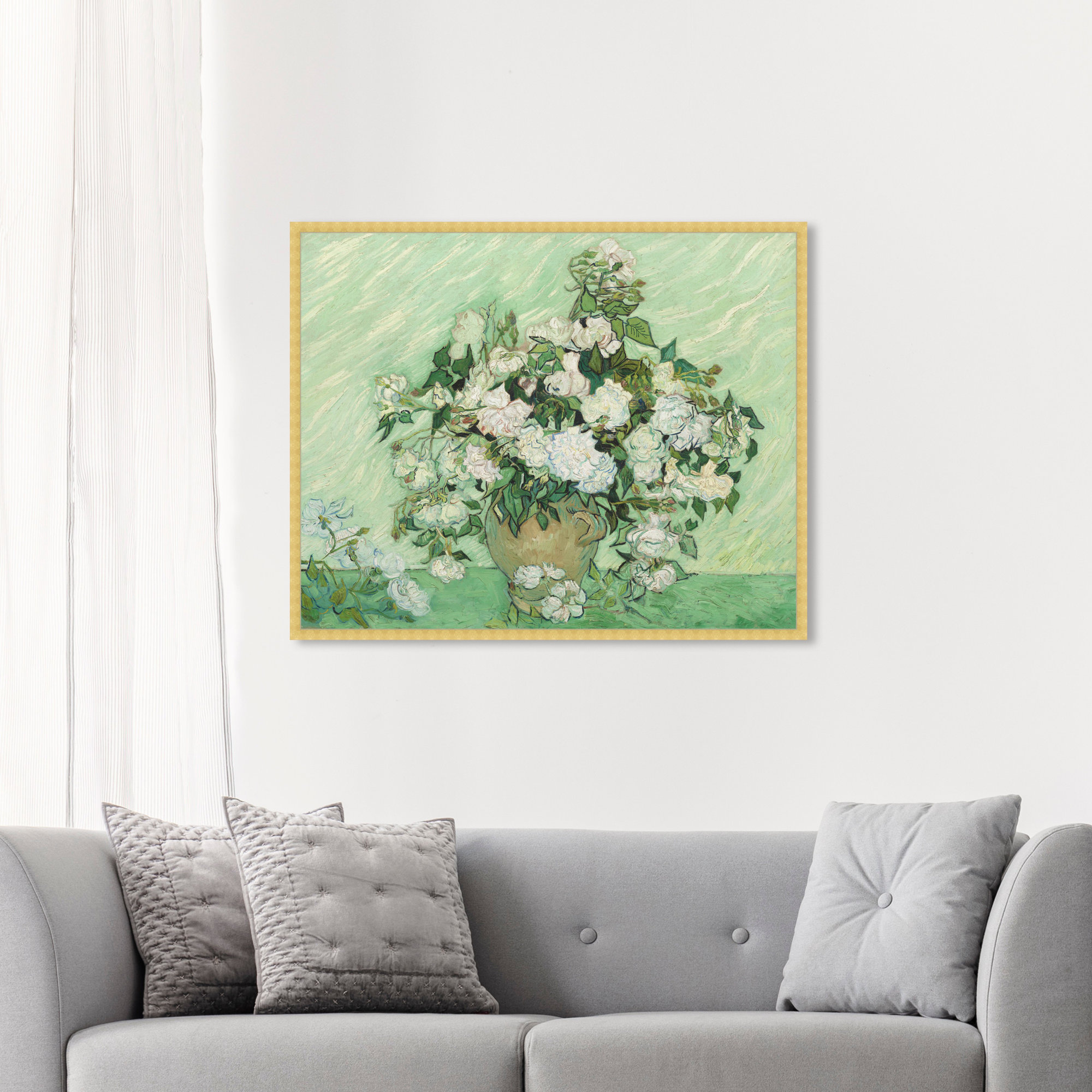 Van Gogh - Roses by Oliver Gal, 36" H x 48" W x 2" D, Gold
