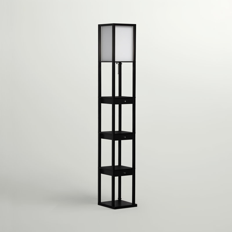 Maxwell 72 in. Traditional LED Energy Efficient 3-Drawer Shelf Floor Lamp, Black