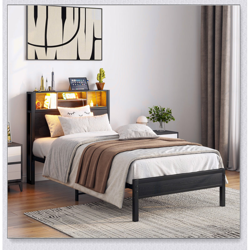 Lit simple noir brun