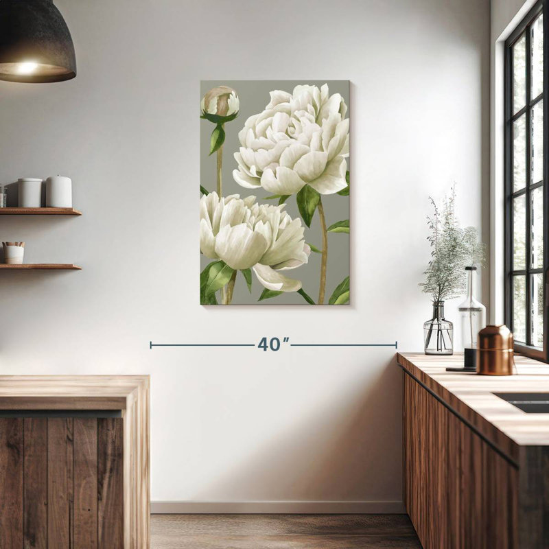 Harnek White Pivoines I, H 36 po x l 24 po