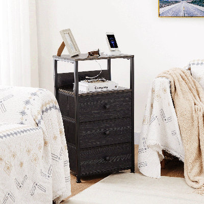 Petite table de chevet pour commode pour chambre à coucher, 3 tiroirs, grande table de bout