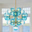 Lustre 19 lumières en verre tourbillonnant bleu-1682280665