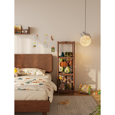 Tour de rangement pour animaux en peluche avec roues, organisateur de jouets en peluche vertical avec cordons élastiques, rangement pour jouets autoportant pour chambre d'enfant