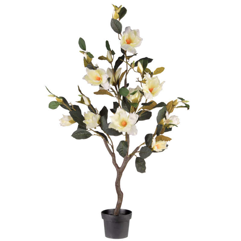 Magnolia artificiel 48 po en pot, Crème
