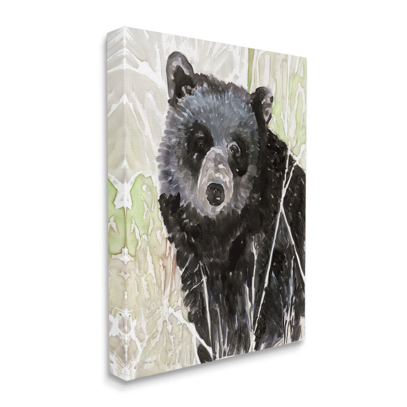 Peint à la main ours noir abstrait forêt feuillage XXL Stellar Design Studio, L 16 po x H 20 po, Toile tendue