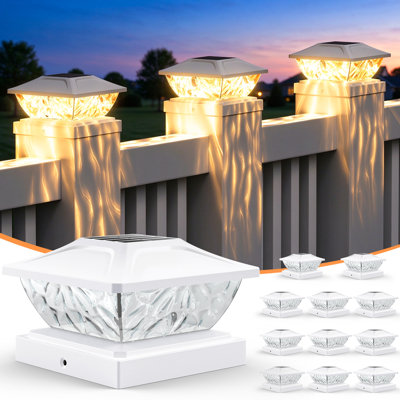 Solar Post Cap Lights Outdoor, Solar Fence & Deck Post Lights with 2 Lighting Modes, IP65 Weather-Resistant, Fits 4 in. & 5 in. Wood or Vinyl Posts