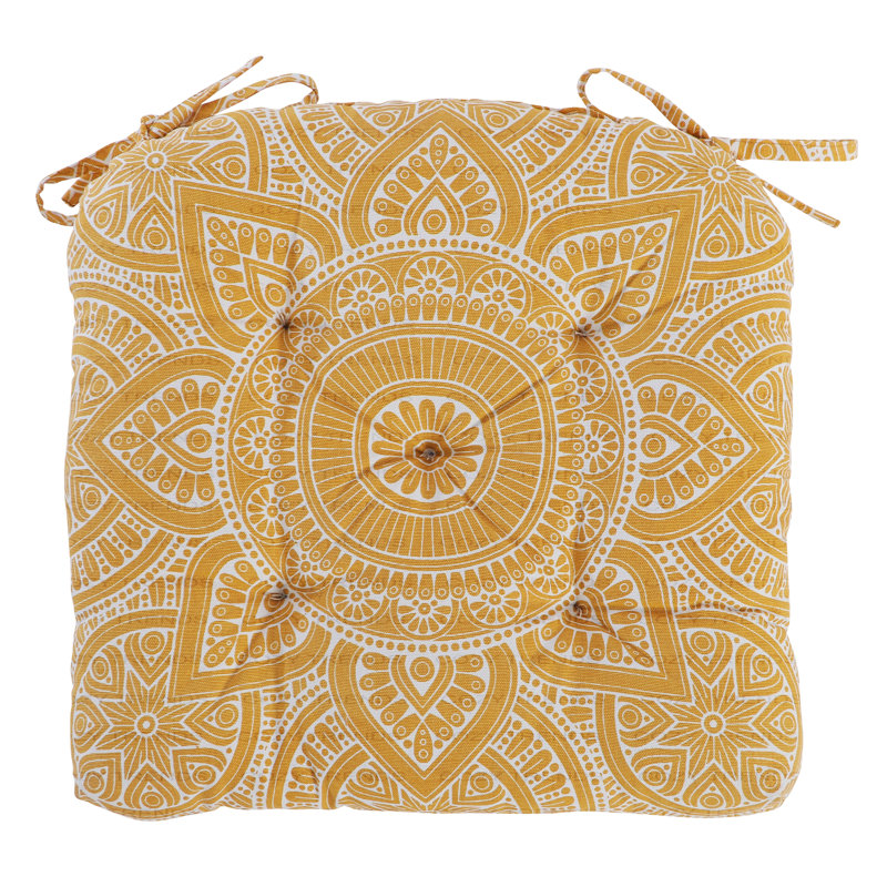 Outdoor 2'' Dining Chair Chair Pad, Mustard, 16" H x 16" W
