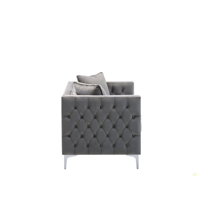 Causeuse en velours gris Lorreto