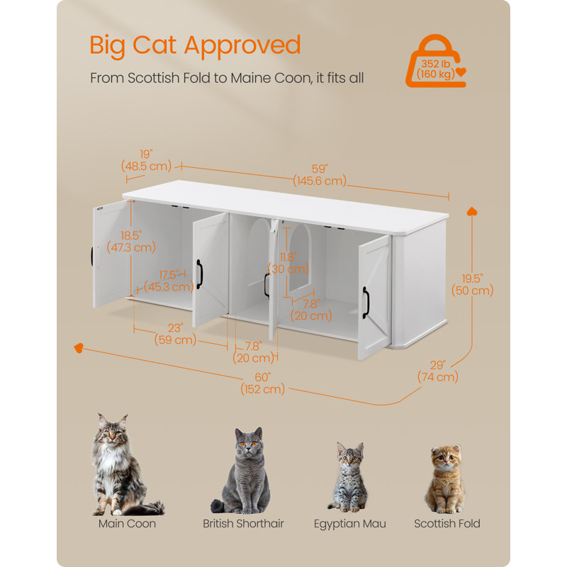 Meuble télé pour chat, Blanc nuage