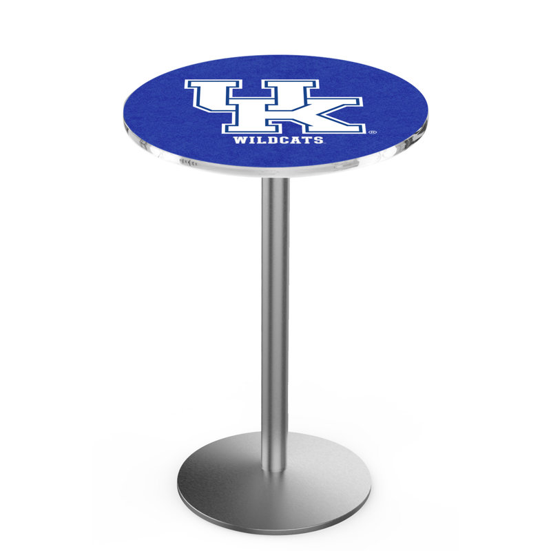 Round Metal Base Dining Table, Stainless Steel, University of Kentucky - UK Logo