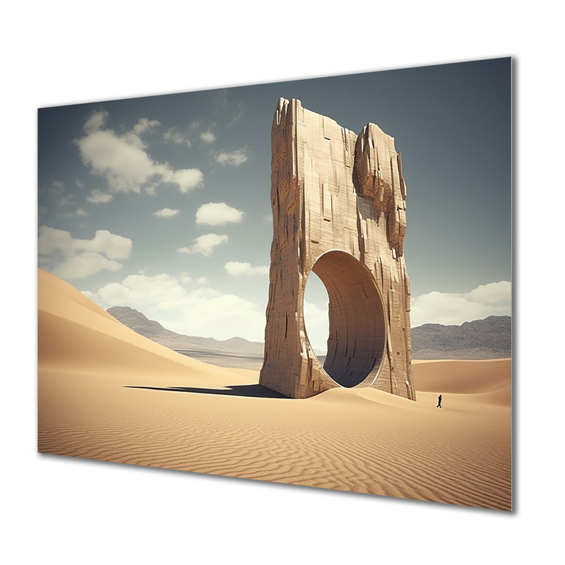 Porte vers l'espace, paysage surréel II - surréalisme, art mural en métal, H 12 po x l 20 po x P 1 po