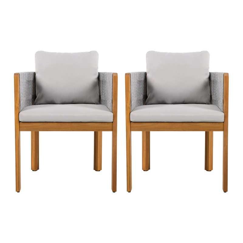 Ensemble de 2 chaises d'extérieur en bois d'acacia, Gris