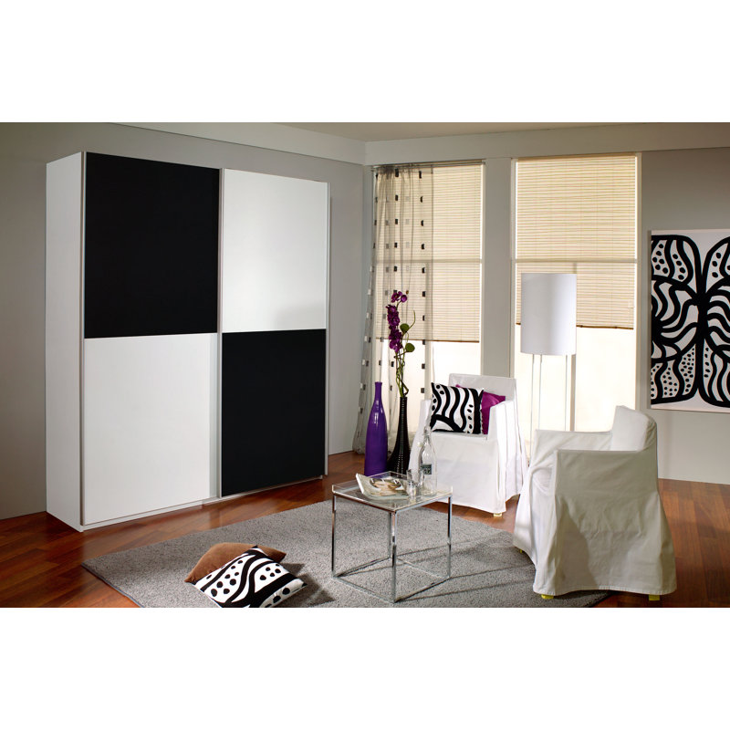 Subito 2 Door Sliding Wardrobe, Alpine white and metallic grey