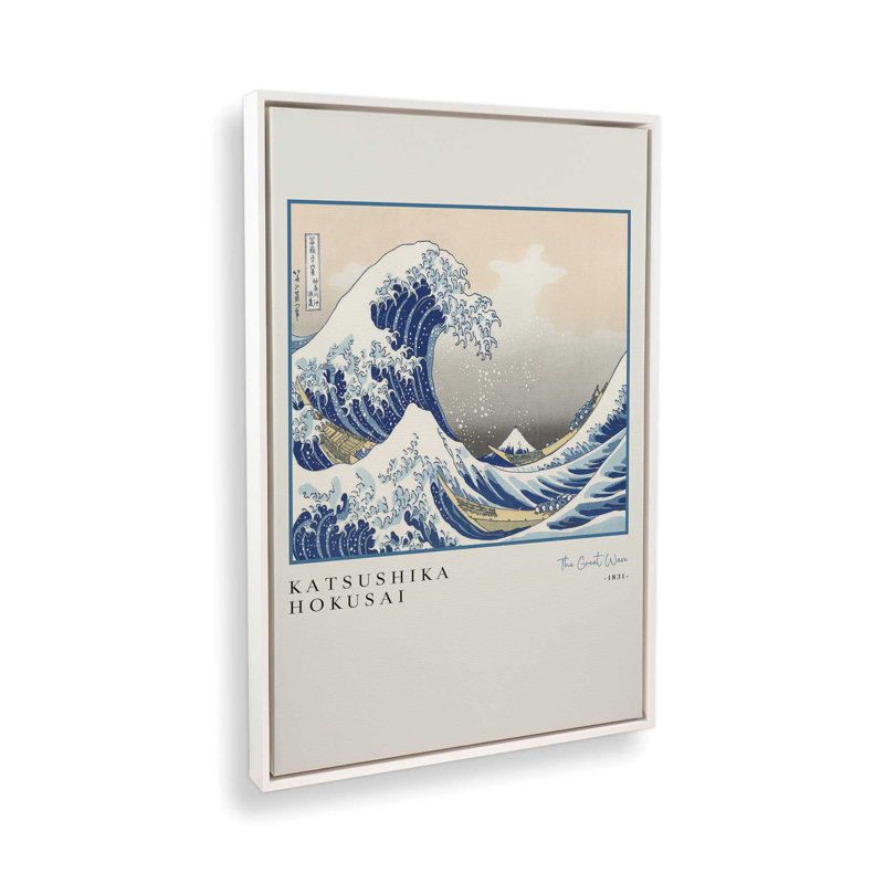 La grande vague par Hokusai, Cadre flottant blanc opaque, H 18,75 po x l 12,75 po
