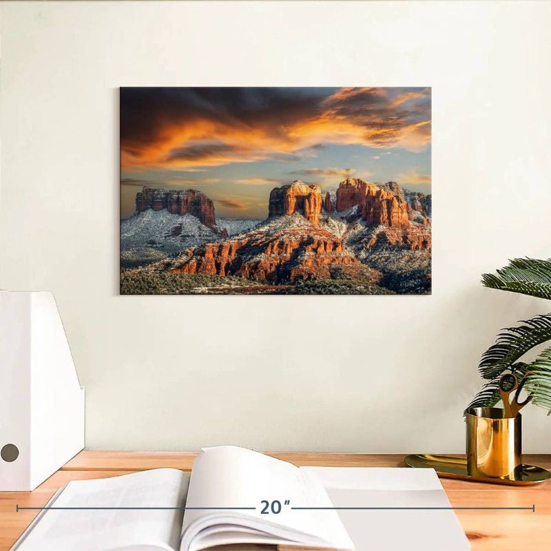 Alvord Sunset And Show Over Cathedral Rock Sedona, 8" H x 12" W