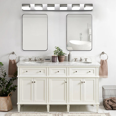 6- Bathroom Vanity Lighting Fixture, Modern , Led Over Mirror, Wall Mount, 3.47 In. Width, Energy Saving Bath Lights, 46.91 Depth, 1950 Lumen, 100-120V