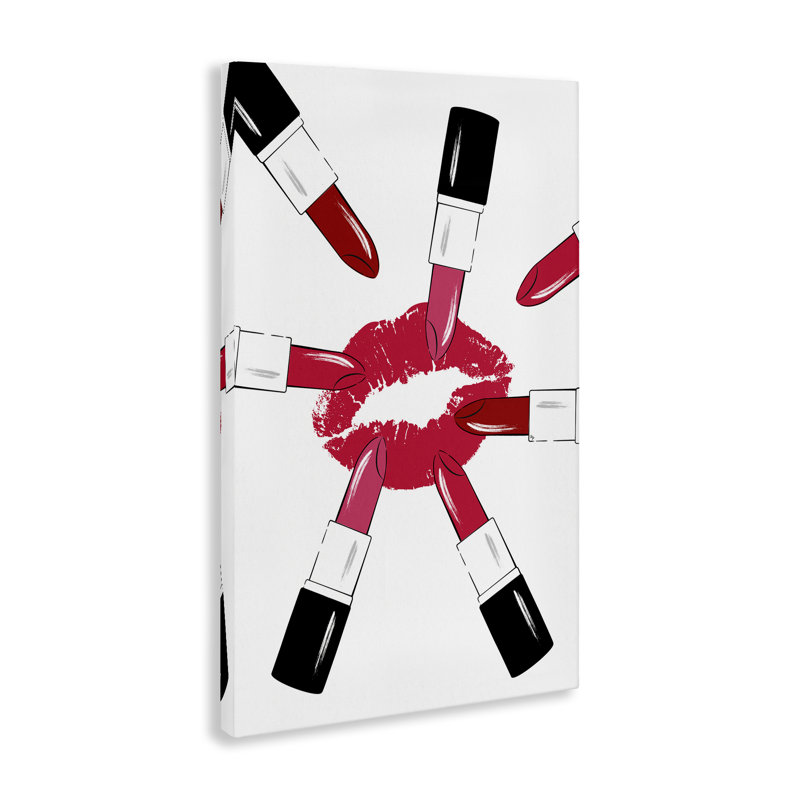 Rouge à lèvres et baiser, art mural par Martina Pavlova, H 30 po x l 20 po