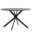 Ensemble de salle à manger moderne 5 pièces avec table ronde en verre et 4 chaises avec accoudoirs rembourrés