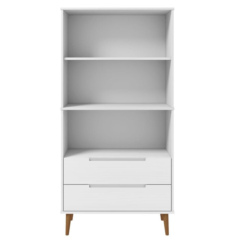 Dowe Solid Wood Bookcase, White, (3 Shelves) 170.5cm H x 85cm W x 35cm D