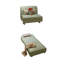 Canapé-lit vert moderne en tissu à trois épreuves avec coussins-108831478
